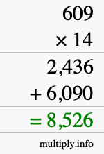 How to calculate 609 times 14 using long multiplication How to calculate 609 times 14 using long multiplication