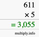 How to calculate 611 times 5 using long multiplication How to calculate 611 times 5 using long multiplication