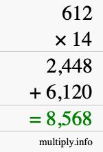 How to calculate 612 times 14 using long multiplication How to calculate 612 times 14 using long multiplication