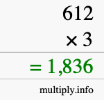How to calculate 612 times 3 using long multiplication