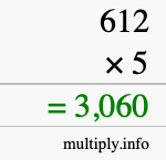 How to calculate 612 times 5 using long multiplication