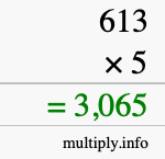 How to calculate 613 times 5 using long multiplication