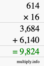 How to calculate 614 times 16 using long multiplication How to calculate 614 times 16 using long multiplication