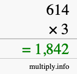 How to calculate 614 times 3 using long multiplication