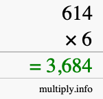 How to calculate 614 times 6 using long multiplication