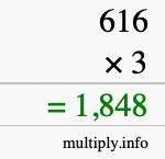 How to calculate 616 times 3 using long multiplication How to calculate 616 times 3 using long multiplication