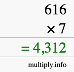 How to calculate 616 times 7 using long multiplication How to calculate 616 times 7 using long multiplication