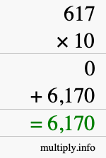 How to calculate 617 times 10 using long multiplication