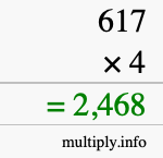 How to calculate 617 times 4 using long multiplication How to calculate 617 times 4 using long multiplication