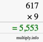 How to calculate 617 times 9 using long multiplication How to calculate 617 times 9 using long multiplication