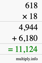 How to calculate 618 times 18 using long multiplication
