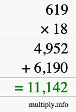 How to calculate 619 times 18 using long multiplication How to calculate 619 times 18 using long multiplication
