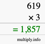 How to calculate 619 times 3 using long multiplication How to calculate 619 times 3 using long multiplication