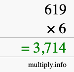 How to calculate 619 times 6 using long multiplication