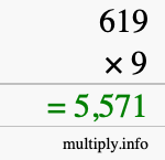 How to calculate 619 times 9 using long multiplication How to calculate 619 times 9 using long multiplication