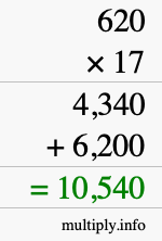 How to calculate 620 times 17 using long multiplication How to calculate 620 times 17 using long multiplication