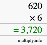 How to calculate 620 times 6 using long multiplication How to calculate 620 times 6 using long multiplication