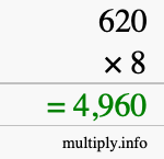 How to calculate 620 times 8 using long multiplication How to calculate 620 times 8 using long multiplication