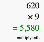 How to calculate 620 times 9 using long multiplication How to calculate 620 times 9 using long multiplication