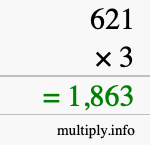 How to calculate 621 times 3 using long multiplication How to calculate 621 times 3 using long multiplication