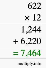 How to calculate 622 times 12 using long multiplication How to calculate 622 times 12 using long multiplication