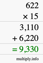 How to calculate 622 times 15 using long multiplication How to calculate 622 times 15 using long multiplication