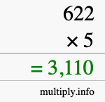 How to calculate 622 times 5 using long multiplication How to calculate 622 times 5 using long multiplication