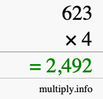 How to calculate 623 times 4 using long multiplication