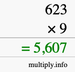 How to calculate 623 times 9 using long multiplication How to calculate 623 times 9 using long multiplication