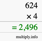 How to calculate 624 times 4 using long multiplication