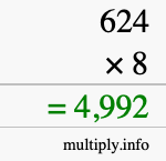 How to calculate 624 times 8 using long multiplication How to calculate 624 times 8 using long multiplication