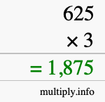 How to calculate 625 times 3 using long multiplication How to calculate 625 times 3 using long multiplication