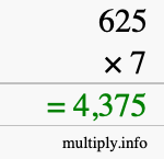 How to calculate 625 times 7 using long multiplication How to calculate 625 times 7 using long multiplication