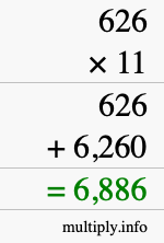 How to calculate 626 times 11 using long multiplication How to calculate 626 times 11 using long multiplication