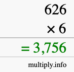 How to calculate 626 times 6 using long multiplication How to calculate 626 times 6 using long multiplication