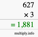 How to calculate 627 times 3 using long multiplication How to calculate 627 times 3 using long multiplication