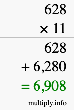 How to calculate 628 times 11 using long multiplication How to calculate 628 times 11 using long multiplication
