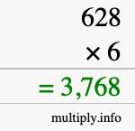 How to calculate 628 times 6 using long multiplication How to calculate 628 times 6 using long multiplication