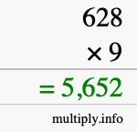 How to calculate 628 times 9 using long multiplication How to calculate 628 times 9 using long multiplication