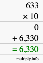 How to calculate 633 times 10 using long multiplication
