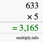 How to calculate 633 times 5 using long multiplication How to calculate 633 times 5 using long multiplication