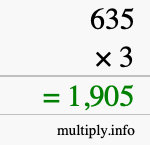 How to calculate 635 times 3 using long multiplication How to calculate 635 times 3 using long multiplication