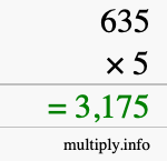How to calculate 635 times 5 using long multiplication How to calculate 635 times 5 using long multiplication