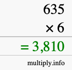 How to calculate 635 times 6 using long multiplication