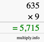 How to calculate 635 times 9 using long multiplication How to calculate 635 times 9 using long multiplication