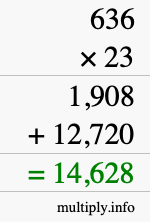 How to calculate 636 times 23 using long multiplication How to calculate 636 times 23 using long multiplication