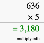 How to calculate 636 times 5 using long multiplication How to calculate 636 times 5 using long multiplication