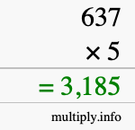 How to calculate 637 times 5 using long multiplication How to calculate 637 times 5 using long multiplication