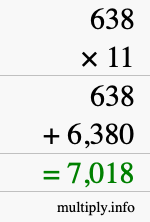 How to calculate 638 times 11 using long multiplication