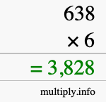 How to calculate 638 times 6 using long multiplication